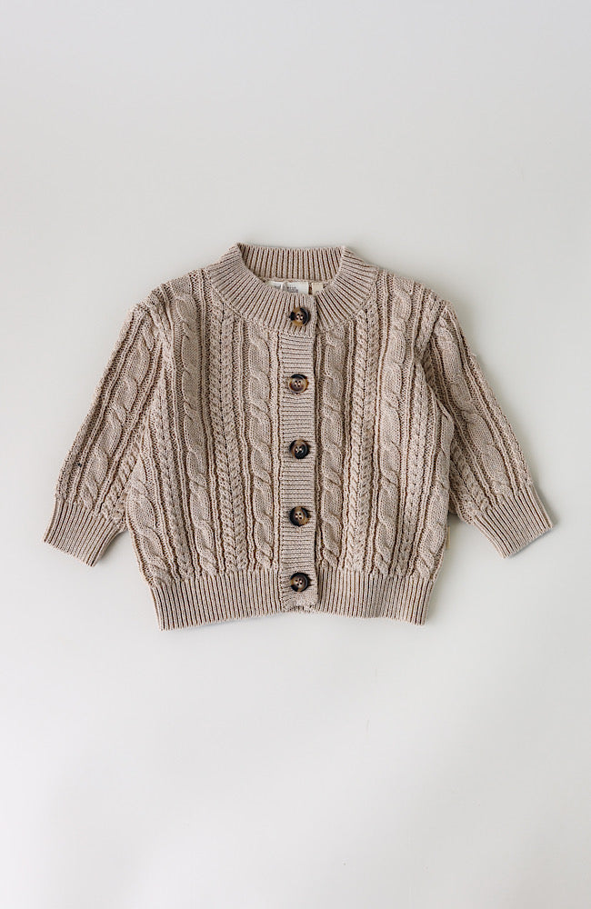 Cardigan Chunky Knit Cabel - Light Taupe Melange