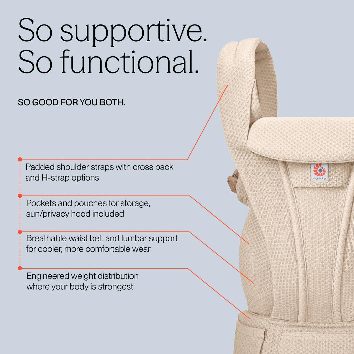 Burðarpoki Omni Deluxe Mesh - Natural Beige