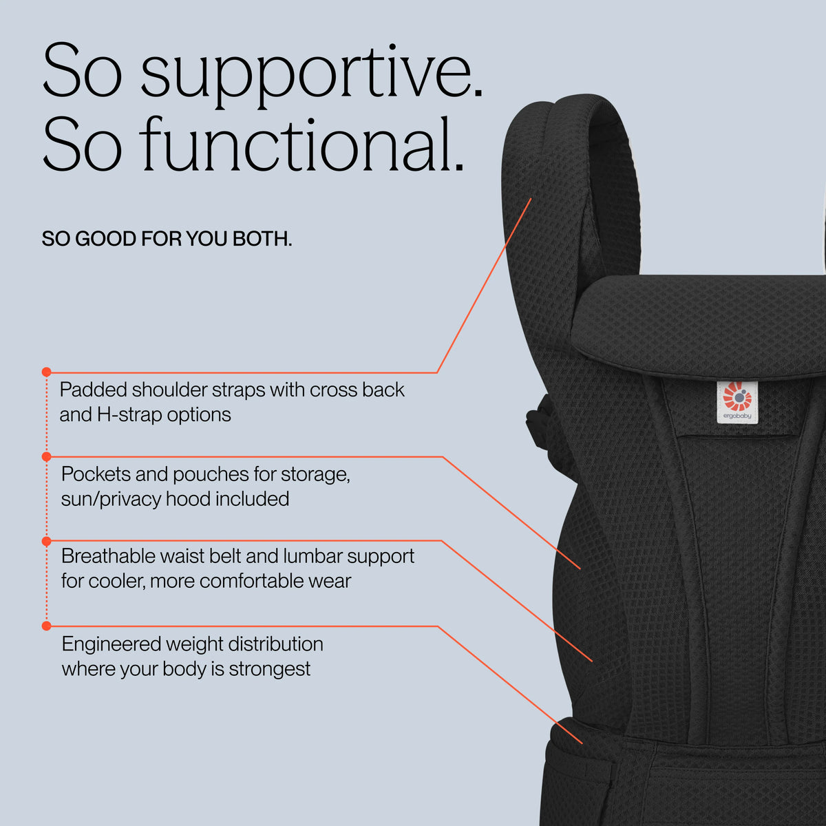 Burðarpoki Omni Deluxe Mesh - Onyx Black
