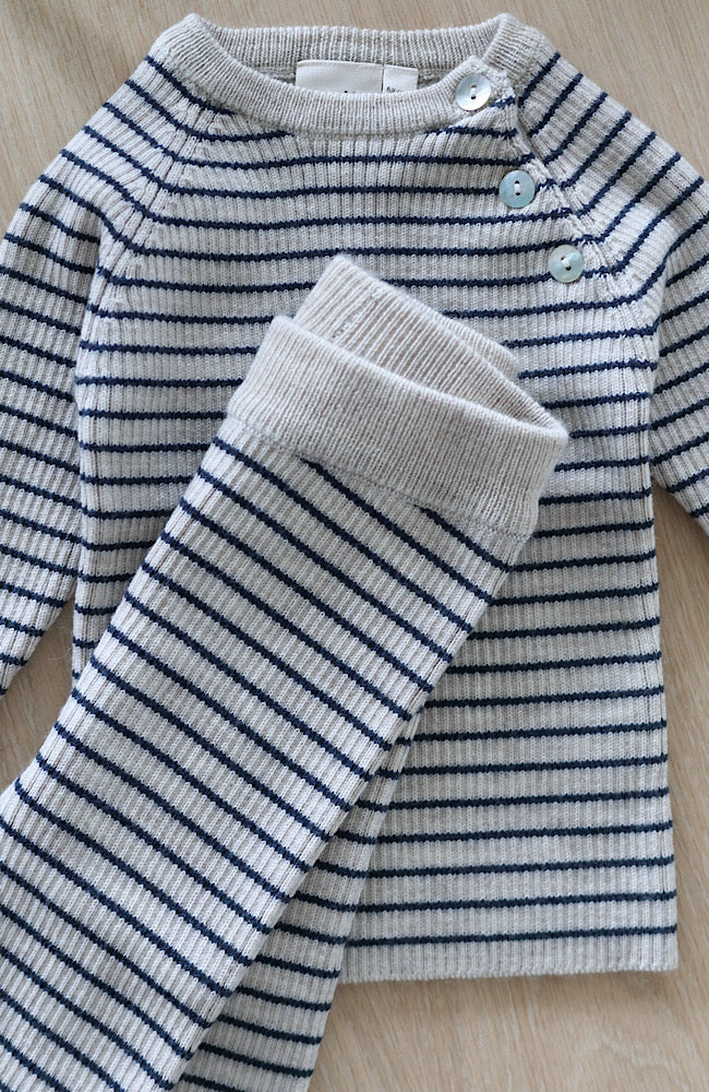 Flye Sweater Wool - Oat Mel/Navy