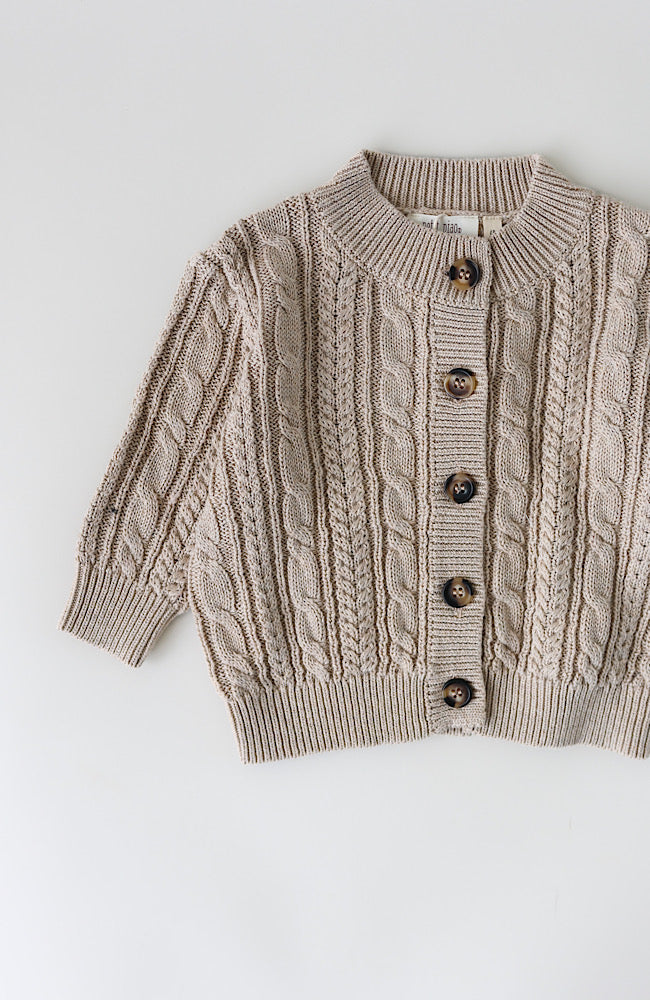 Cardigan Chunky Knit Cabel - Light Taupe Melange