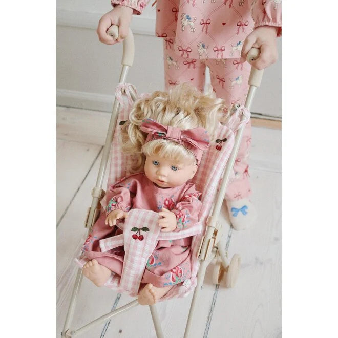 Doll Stroller - Powder Pink Check