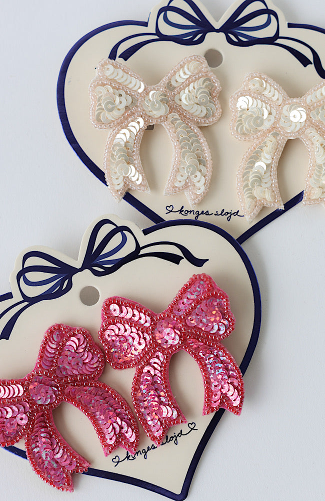 Sequin Bow Hair Clip 2pk - Cameo Rose