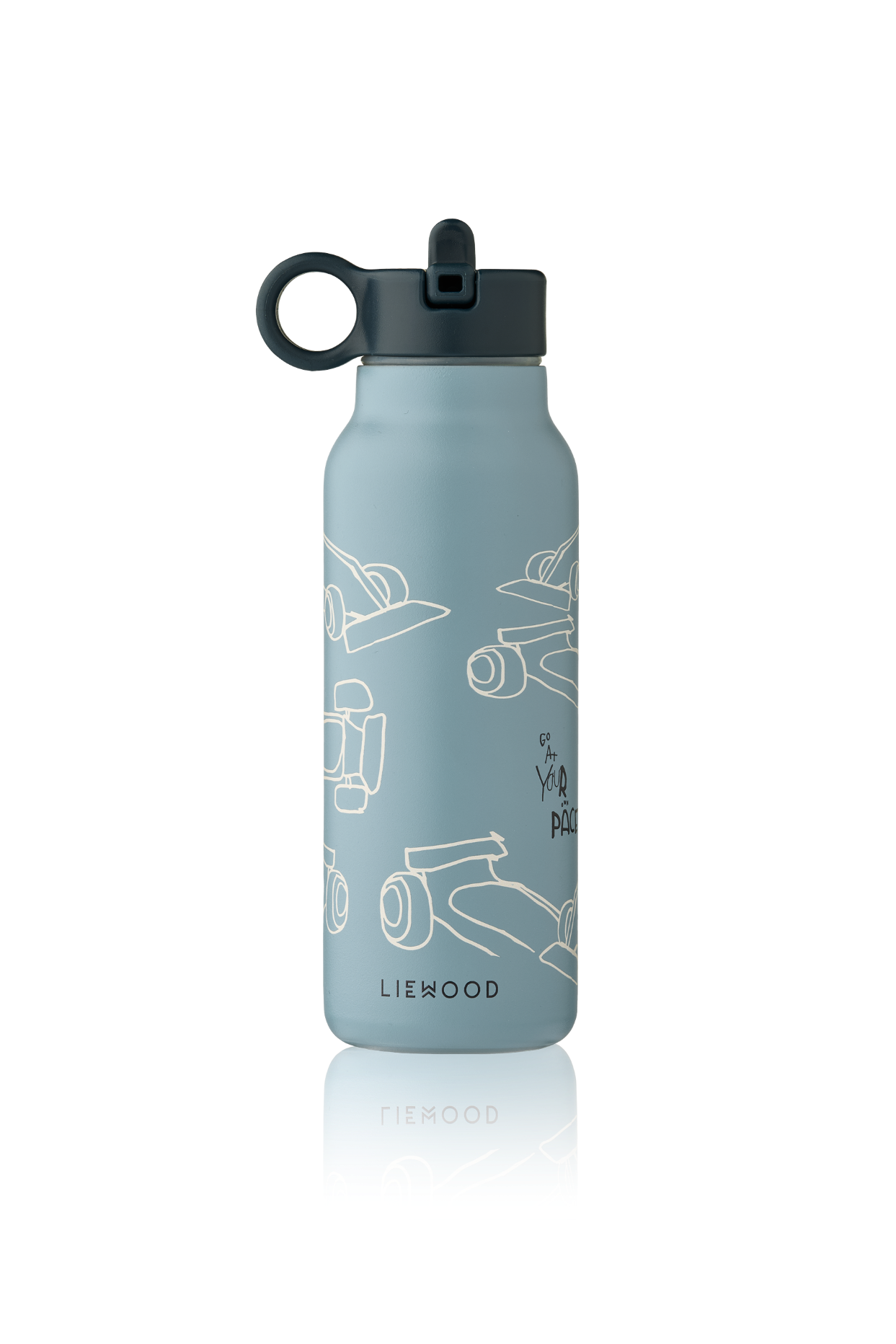 Falk Water Bottle 350 ml - Race Cars / Beach Blue