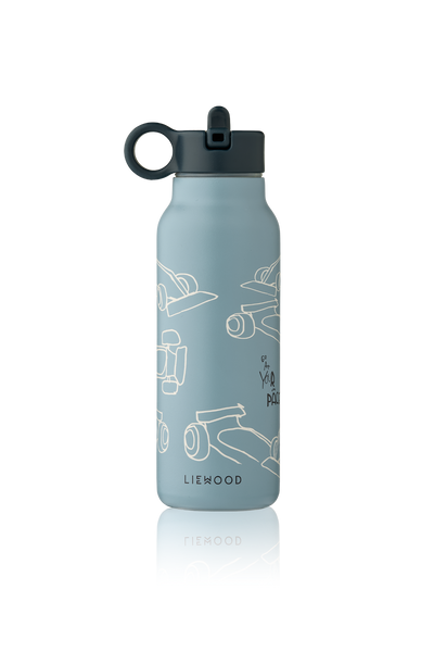 Falk Water Bottle 350 ml - Race Cars / Beach Blue