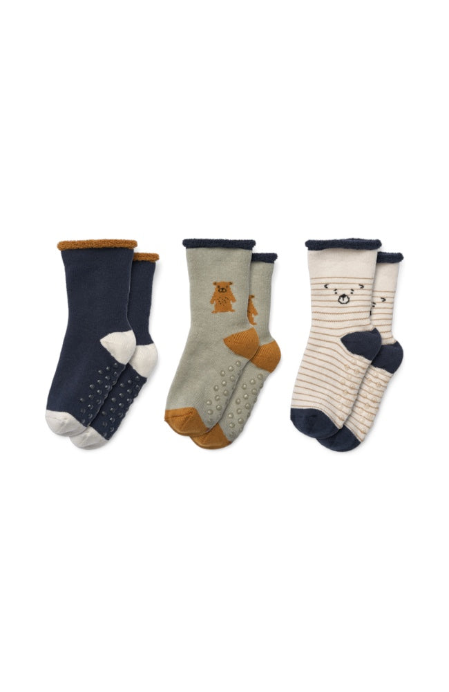 Anti-Slip Baby Socks 3pk - Dove Blue Mix