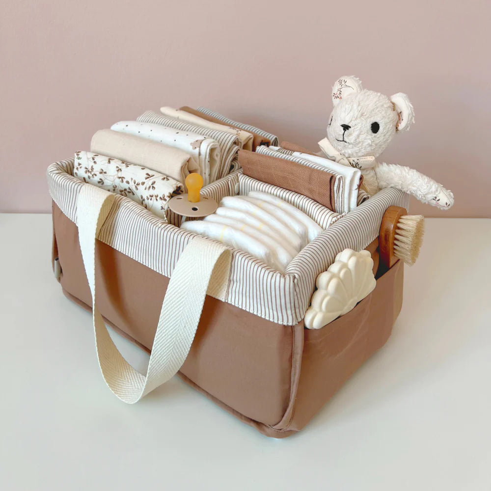 Diaper Caddy - Classic Stripes Camel