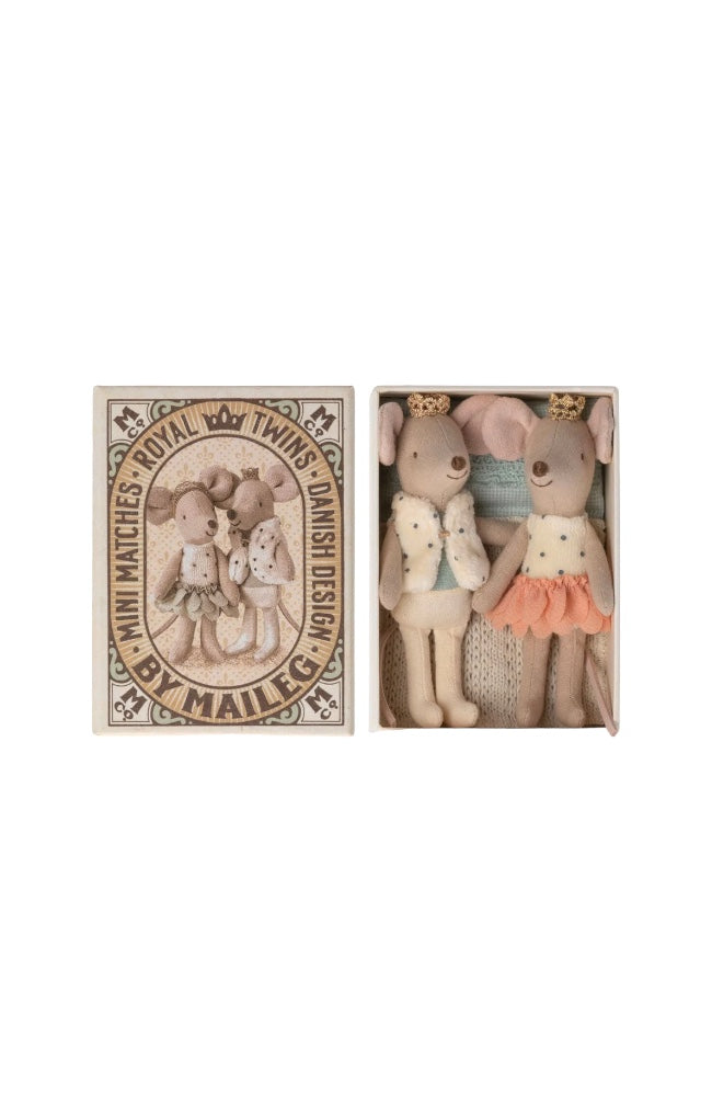 Royal Twins Mice - Little Sister and Brother in Box Pink