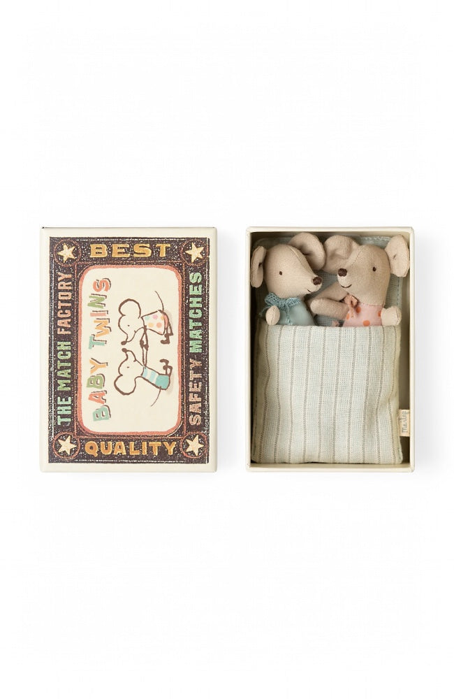 Twins - Baby Mice in Matchbox Pink And Blue