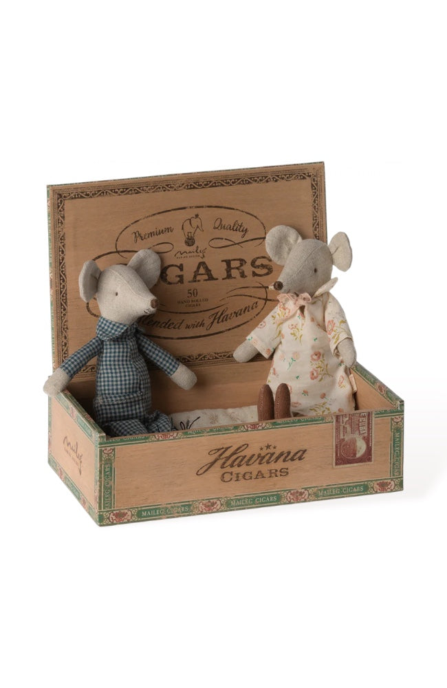 Grandma And Grandpa Mice In Cigarbox