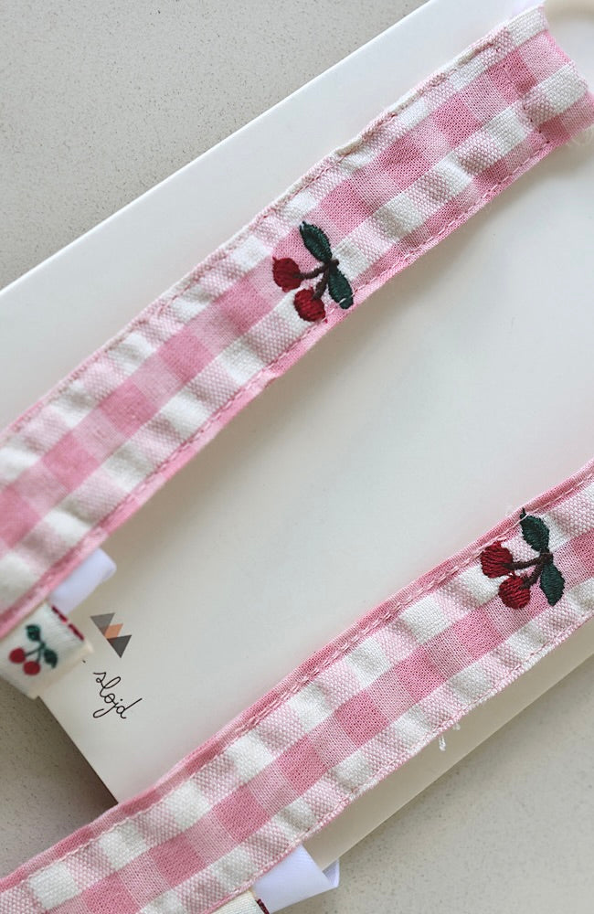 2 Pack Pacifier Holder - Powder Pink Check