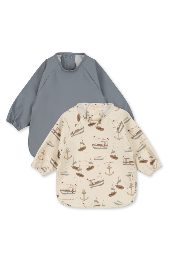 2 Pack Dinner Bib Long Sleeve - Sail Away