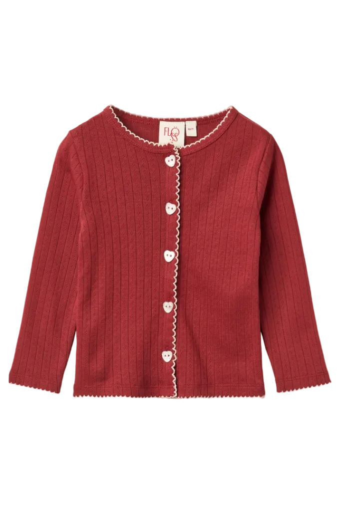 Liva Pointelle Cardigan - Dark Cranberry