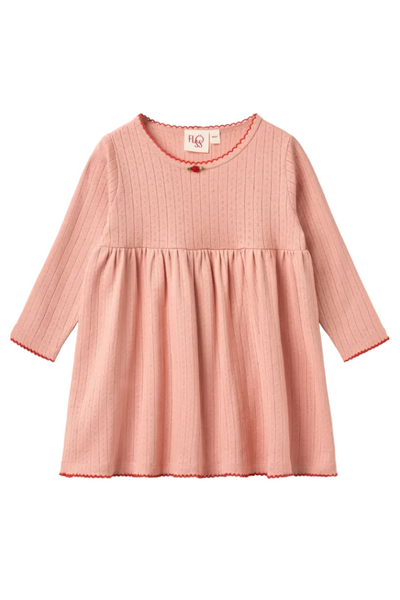 Liva Pointelle LS Dress - Warm Pink