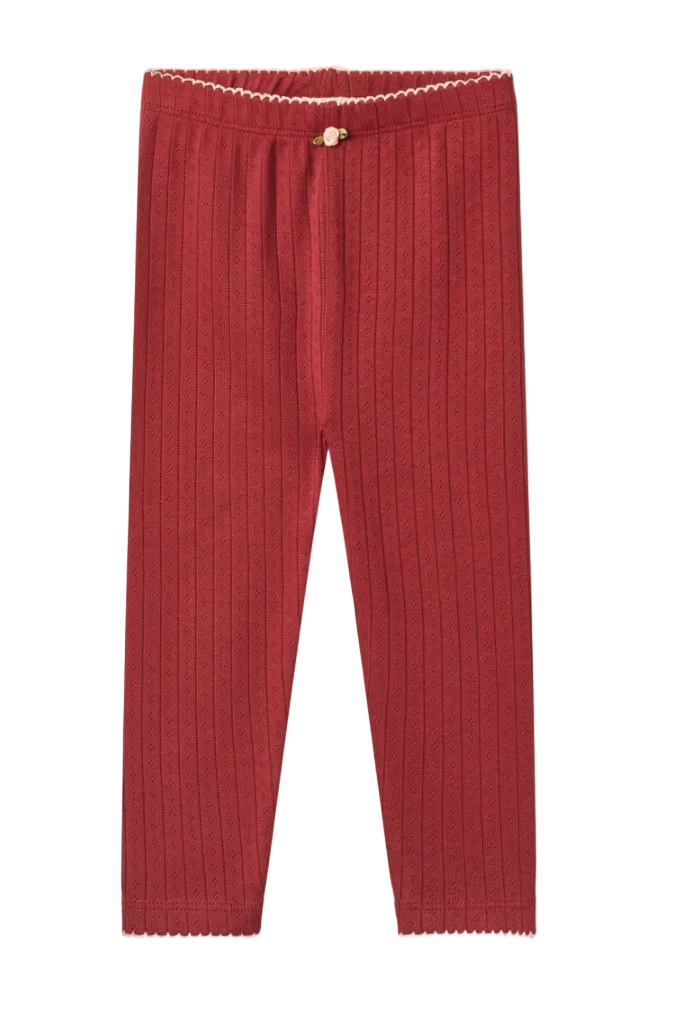 Liva Pointelle Leggings - Dark Cranberry