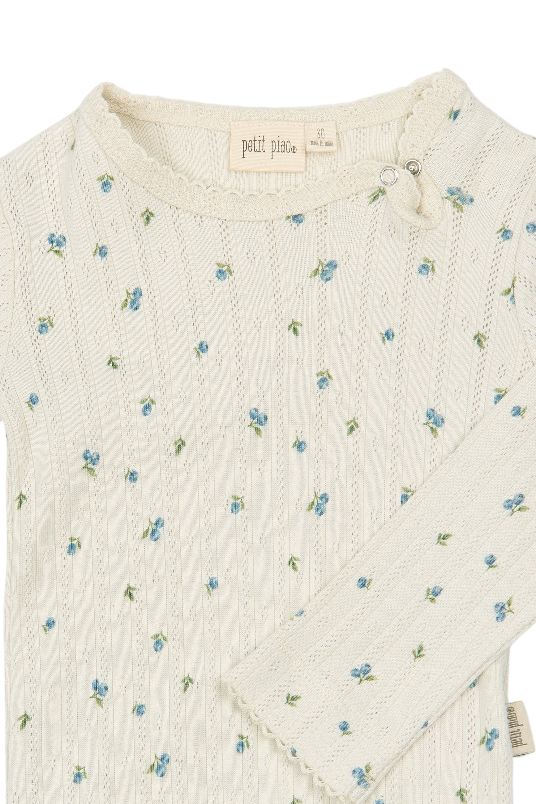 Gracie LS Pointelle Body - Eggnog Blueberry