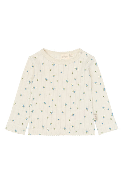 Gracie LS Pointelle Tee - Eggnog Blueberry