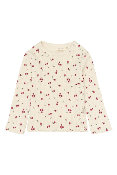 Gracie Pointelle Tee - Eggnog Rosehip
