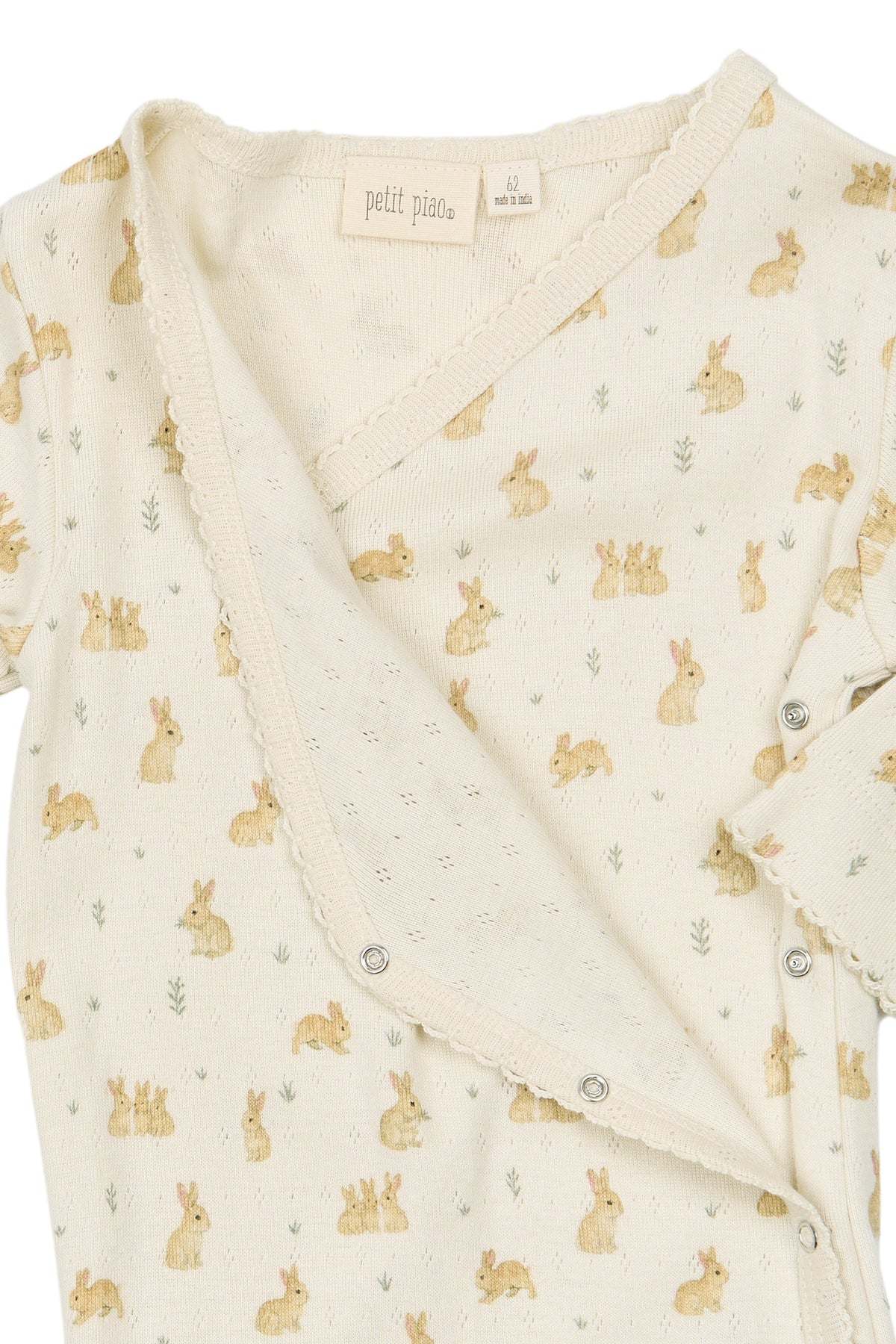 Dio Newborn Jumpsuit Fold Feet Pointelle - Eggnog Rabbit