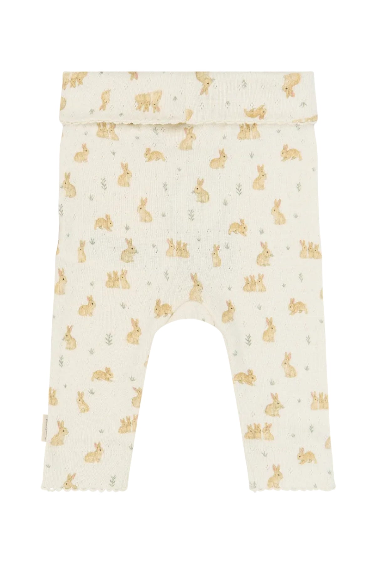 Dio Newborn High Waist Leggings Pointelle - Eggnog Rabbit