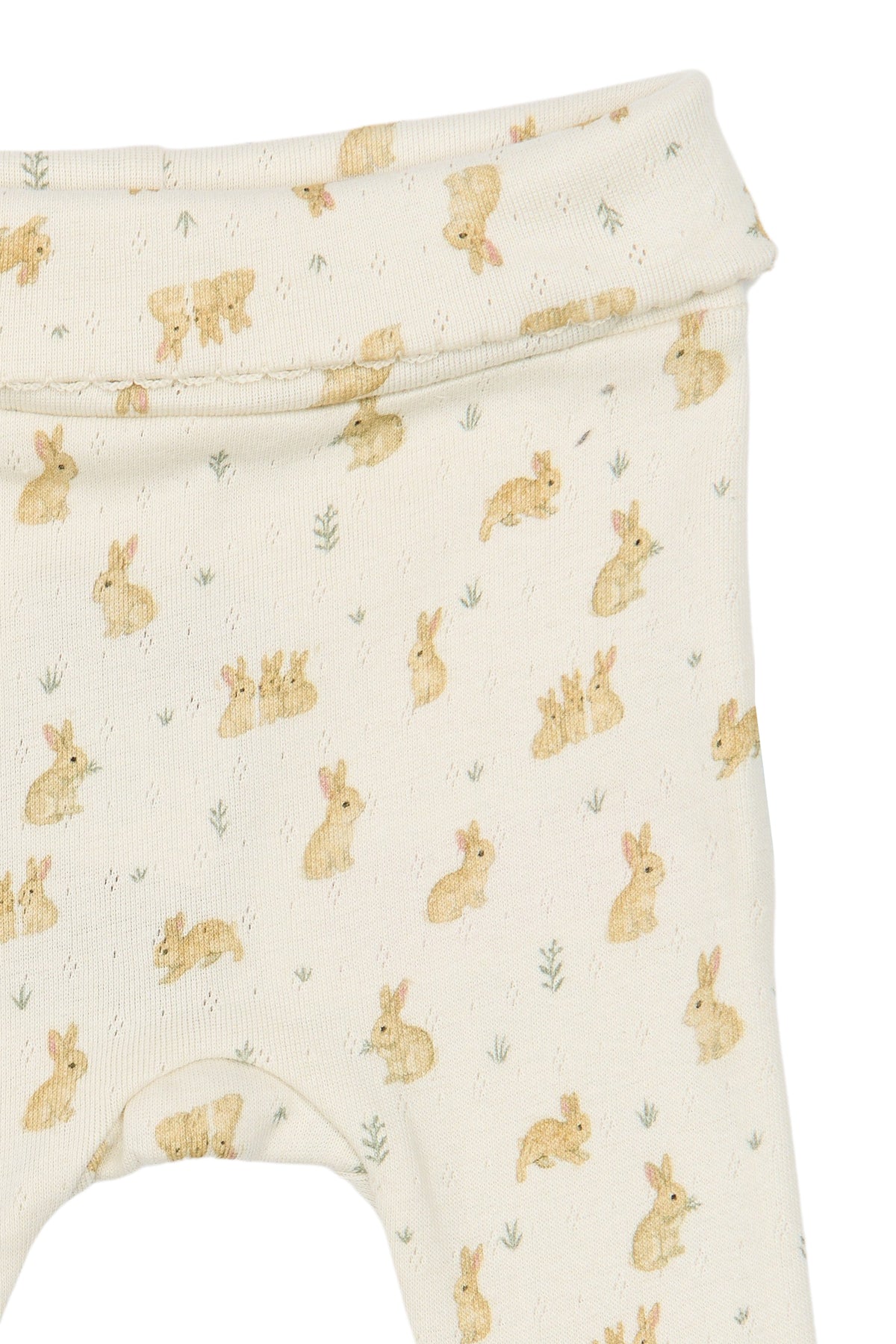 Dio Newborn High Waist Leggings Pointelle - Eggnog Rabbit