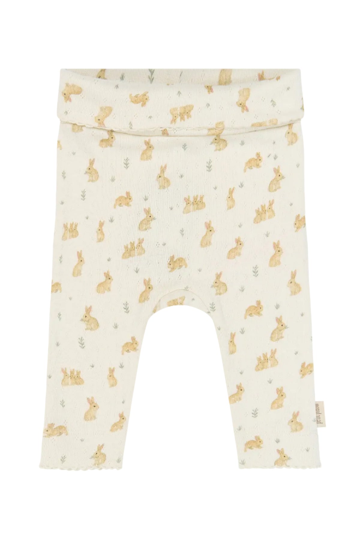 Dio Newborn High Waist Leggings Pointelle - Eggnog Rabbit