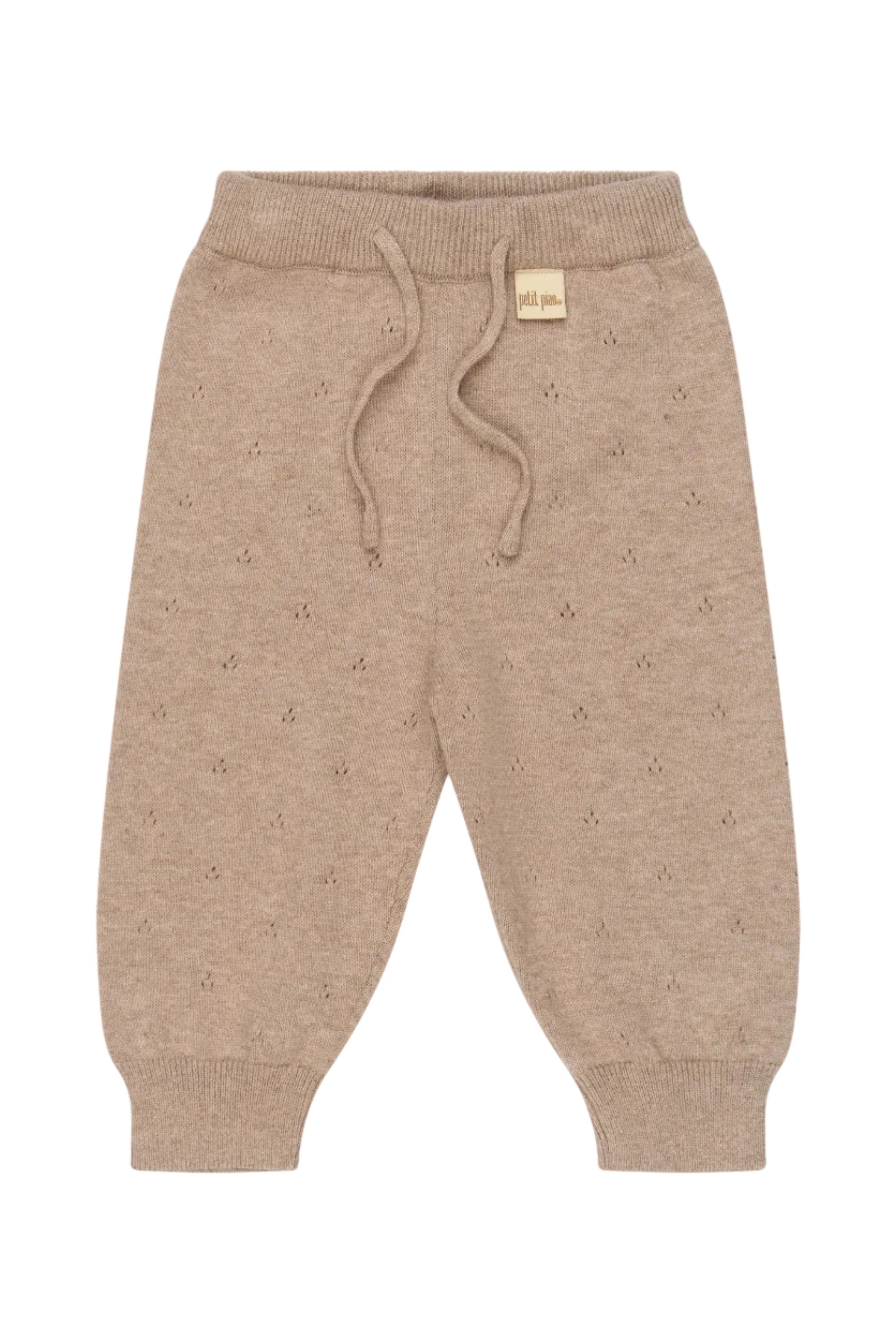 Edris Newborn Pointelle Knit Pants - Woodsmoke