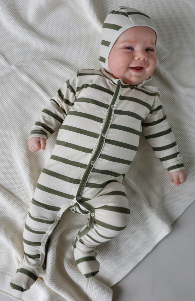 Kris Onesie - Deep Khaki Stripes