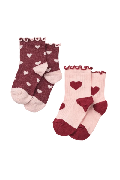 Vigga Socks 2pack - Cranberry Heart