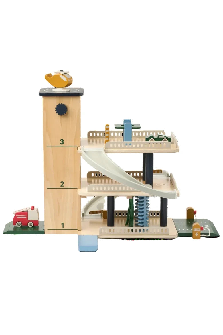 Jordy Wooden Multi Play Parking Tower - Beach Blue