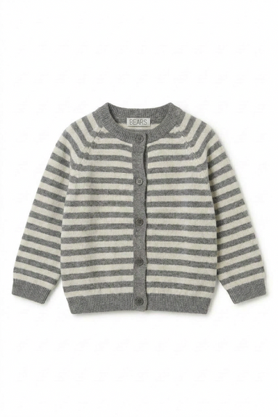 Cashmere Cardigan Striped - Ivory / Grey