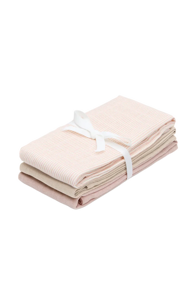Muslin Cloth 3 Pack - Classic Stripes Rose