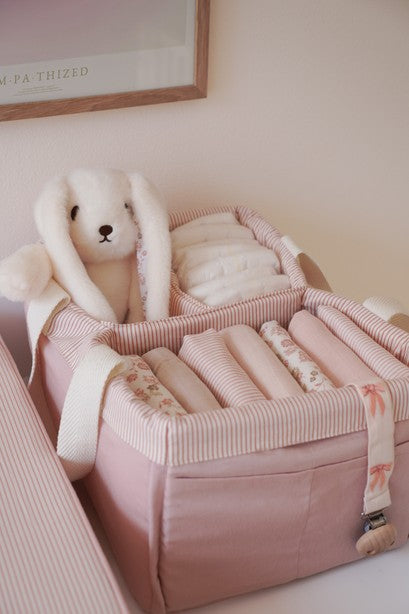 Diaper Caddy - Classic Stripes Rose
