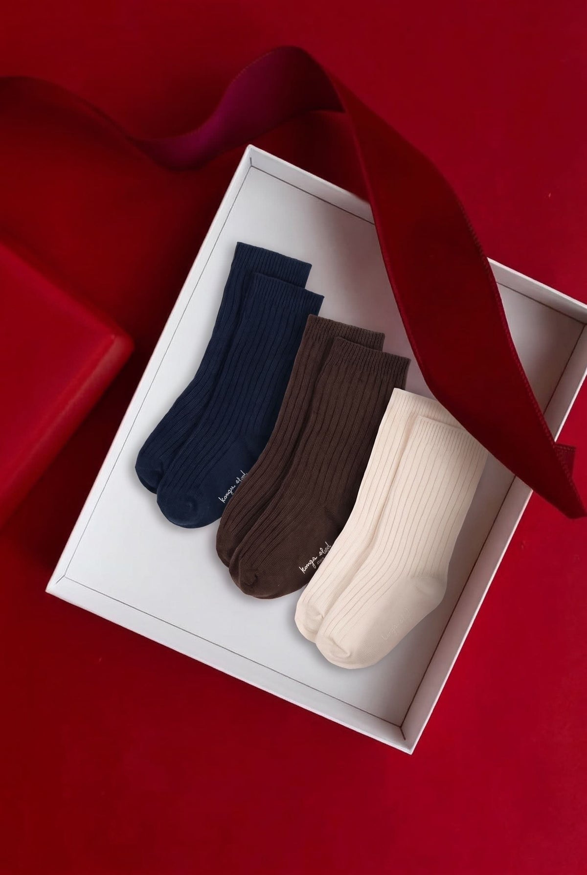 3 Pack Rib Socks - Brown / Eclipse