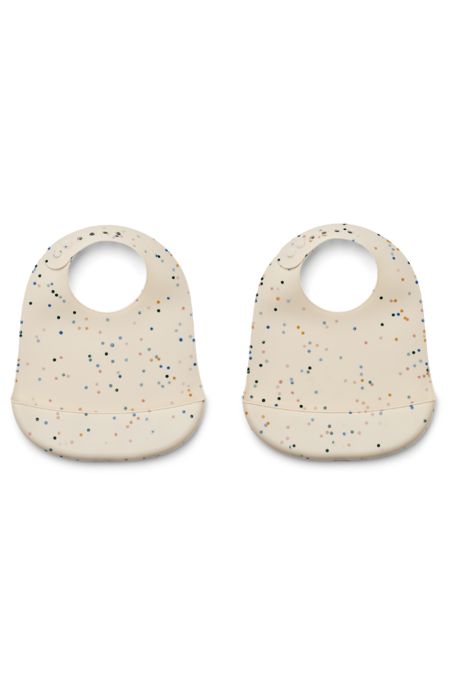 Tilda Printed Bib 2-Pack - Splash Dots / Sea Shell