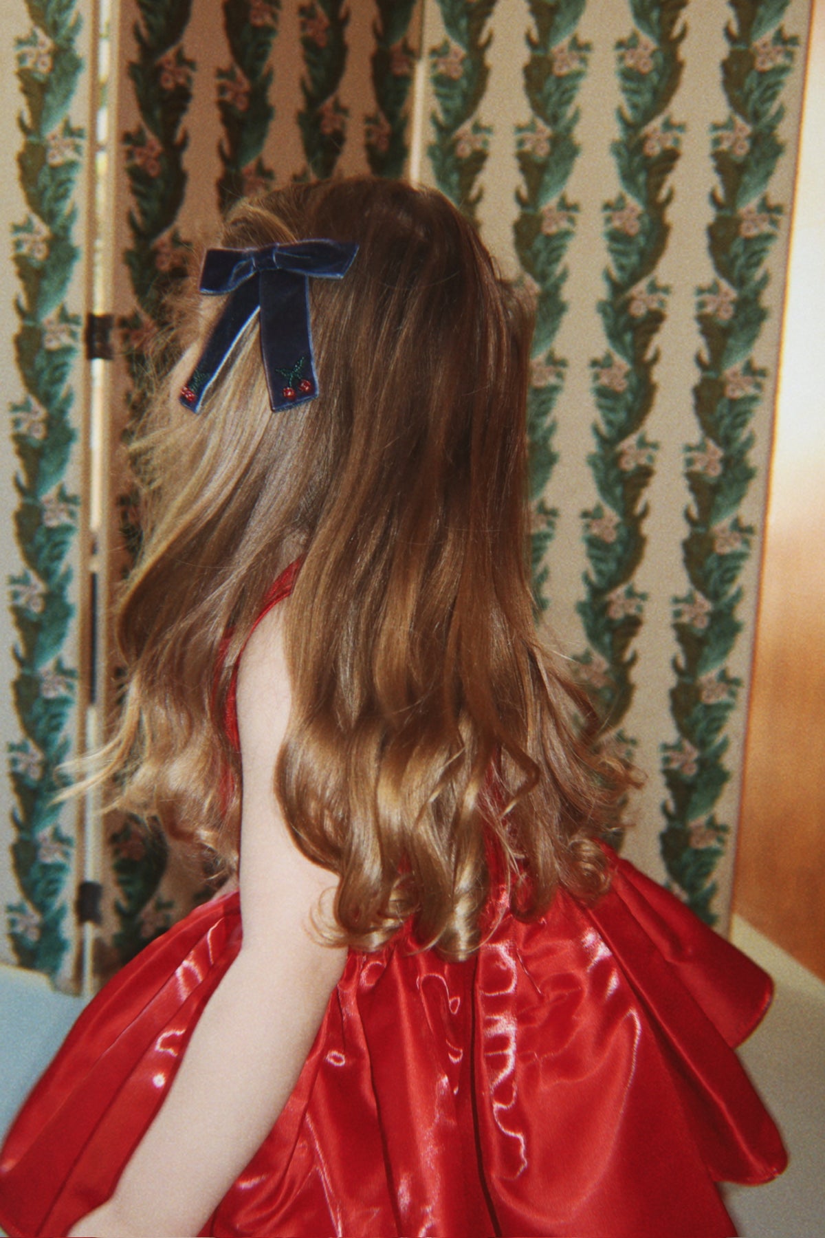 Velvet Double Bow Hair Clip - Navy