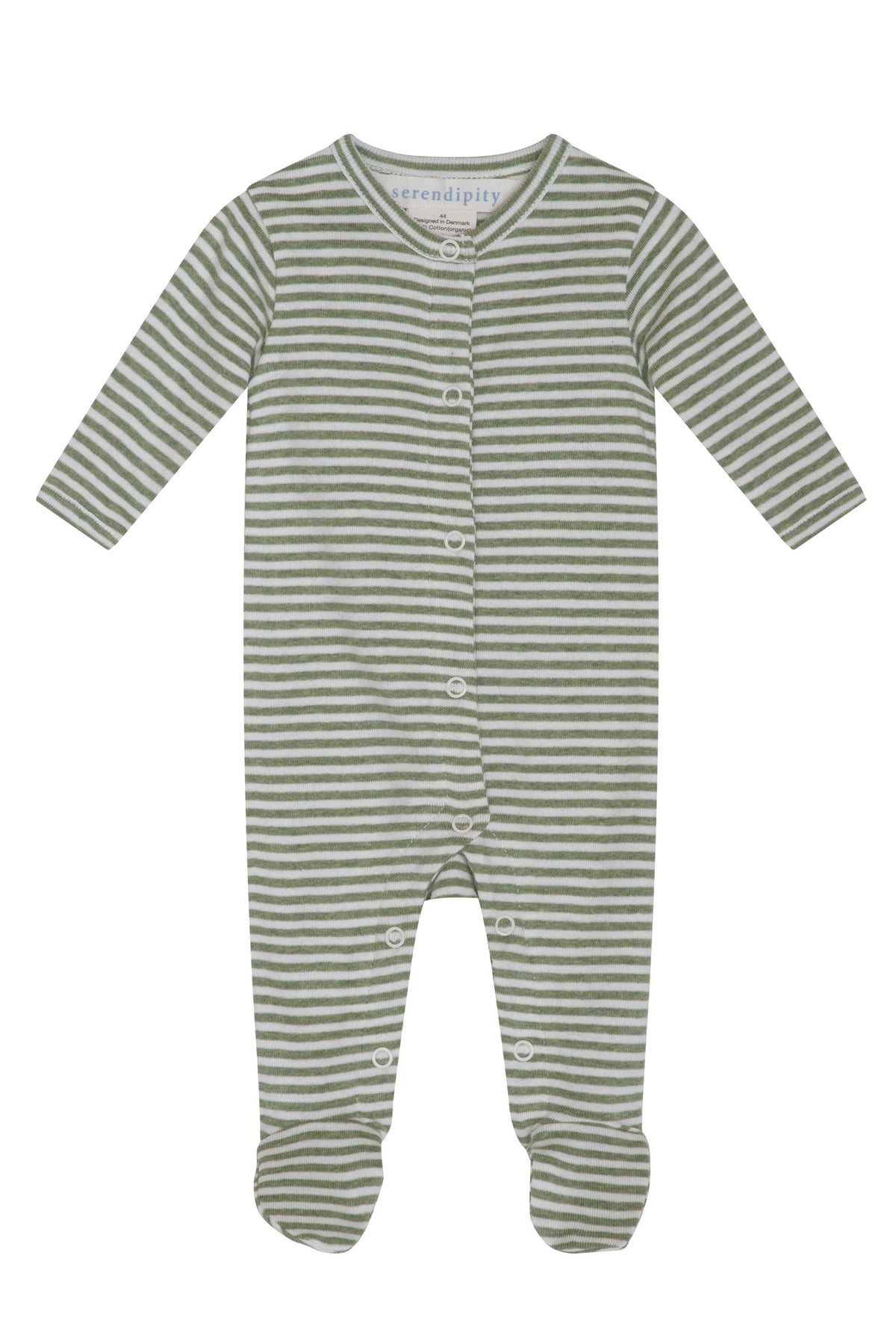 Newborn Suit w. Feet - Moss/Offwhite
