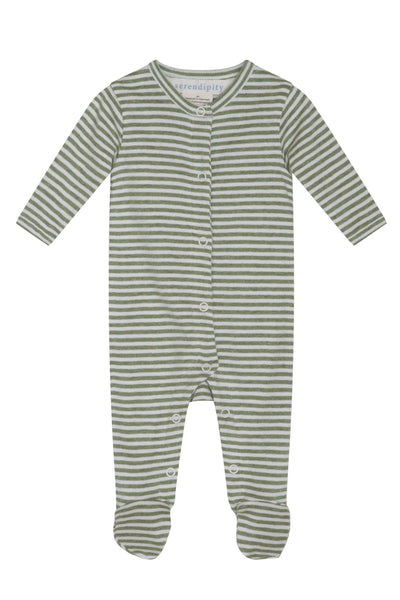 Newborn Suit w. Feet - Moss/Offwhite