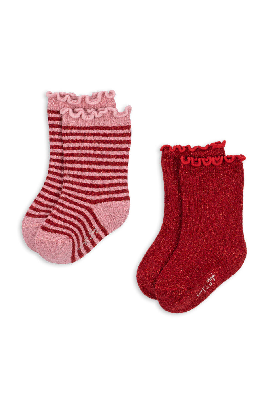 2 Pack Glitter Socks - Red Stripe