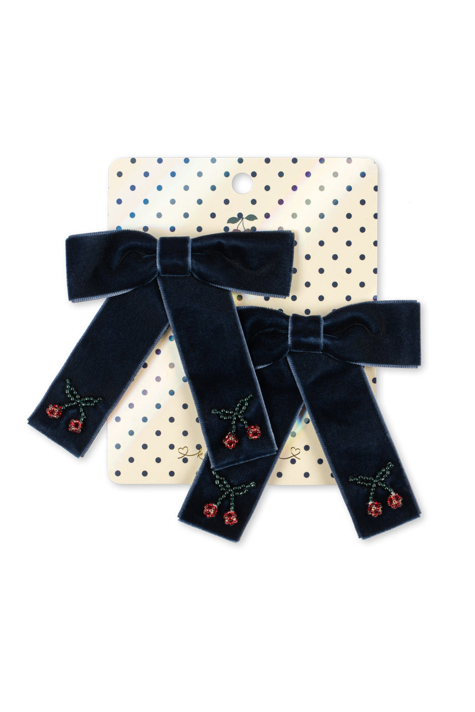Velvet Double Bow Hair Clip - Navy