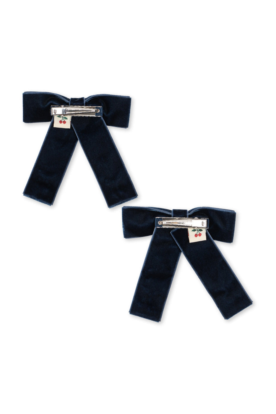 Velvet Double Bow Hair Clip - Navy