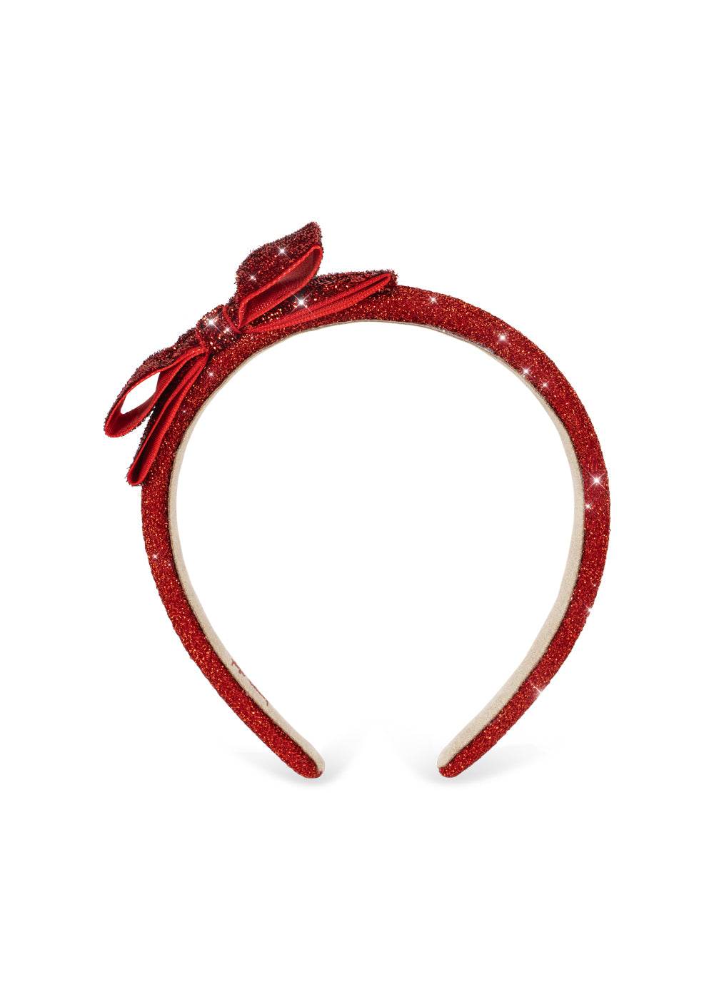 Velvet Bow Hairbrace - Red Glitter