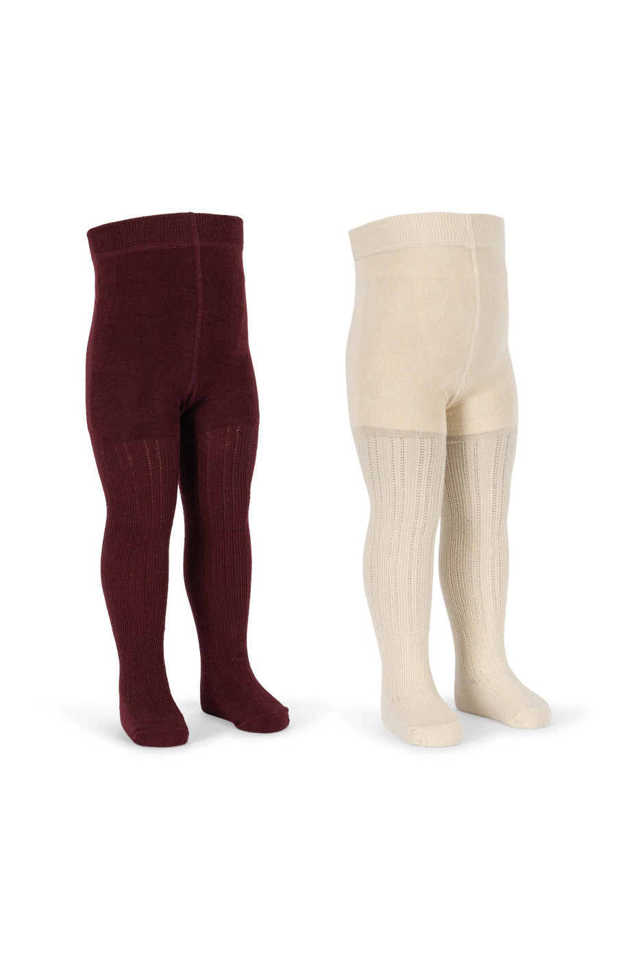 2pk Pointelle Tights - Bordeaux / Off White
