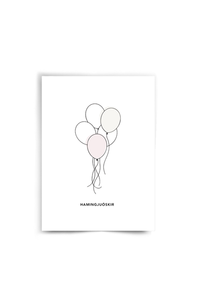 Kort - Baloons Rose