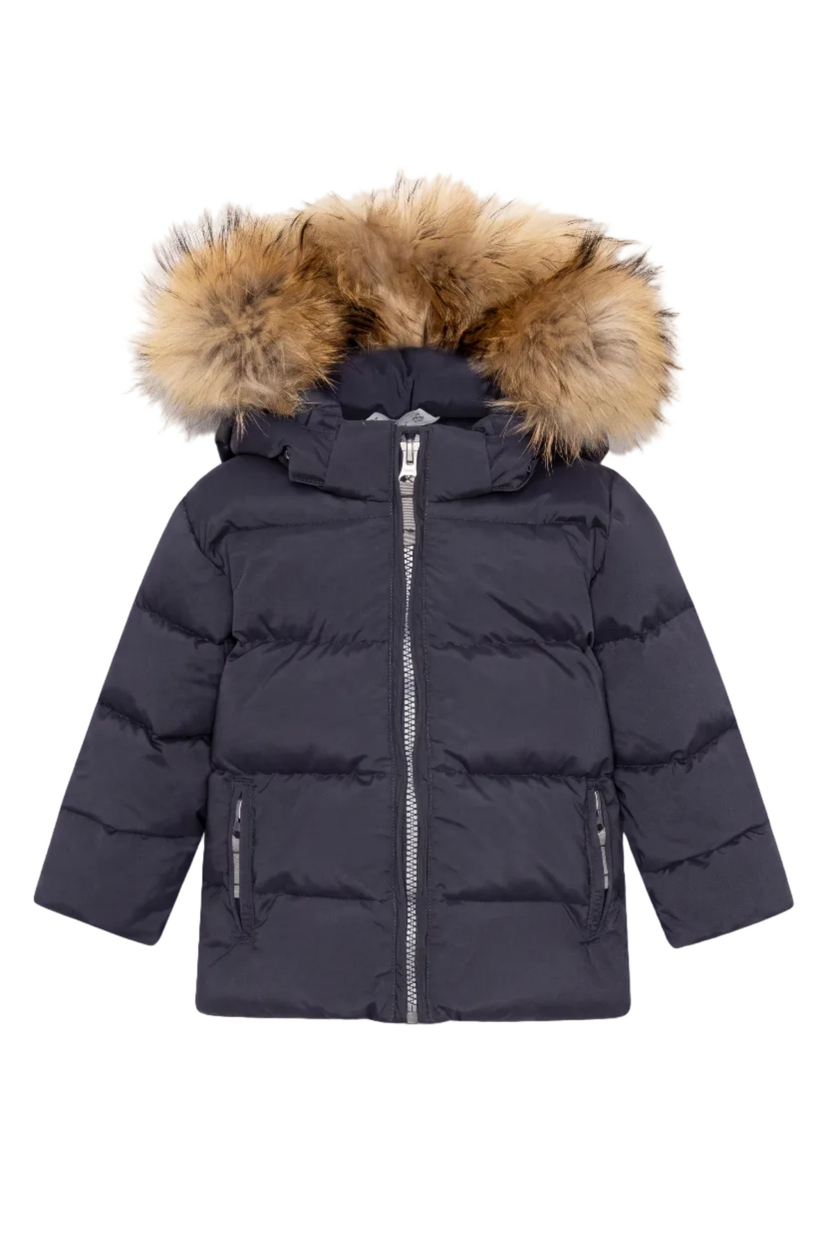 Baby Down Jacket w/fur - Navy