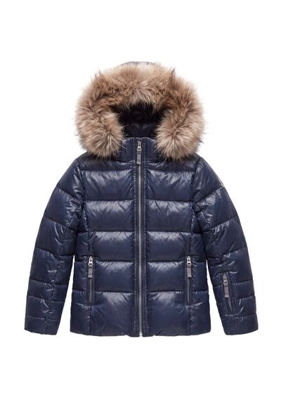 Down Jacket w/fur - Navy