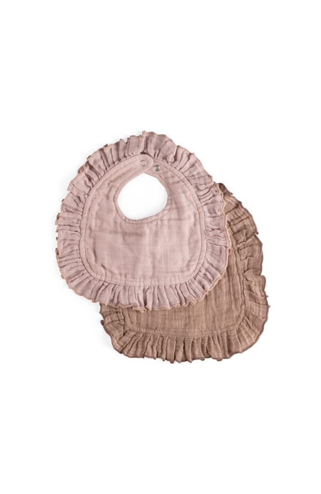 Drool Bib 2pk - Rose / Brown