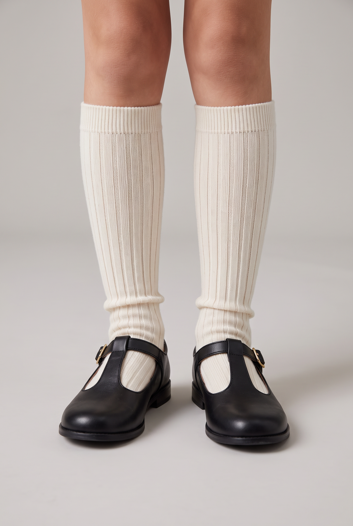 Rib Knee Socks - 202 Cream