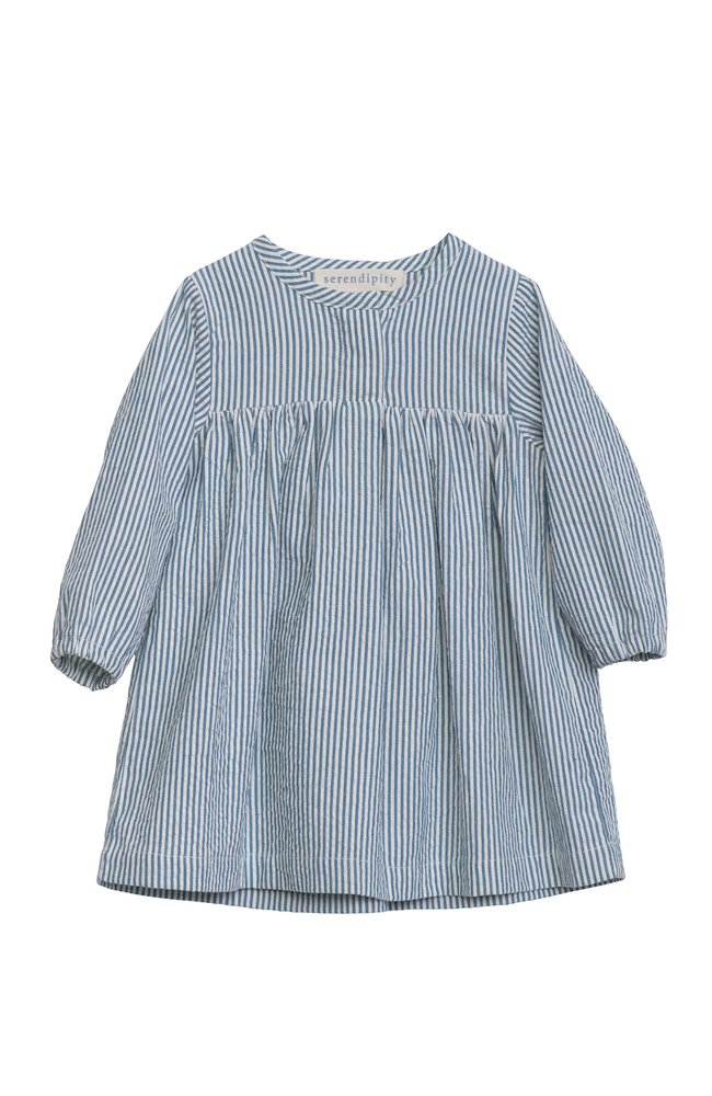 Baby Placket Dress - Sapphire Stripe