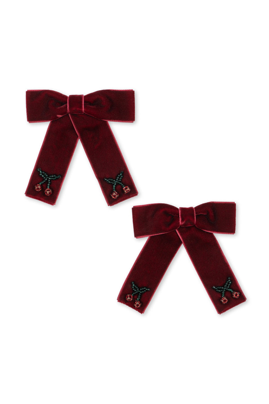 Velvet Double Bow Hair Clip - Rio Red